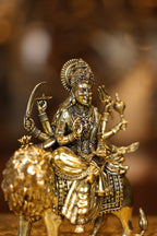 7″ Maa Durga sitting on Lion | Super Fine Brass | Polished Finish — view 3