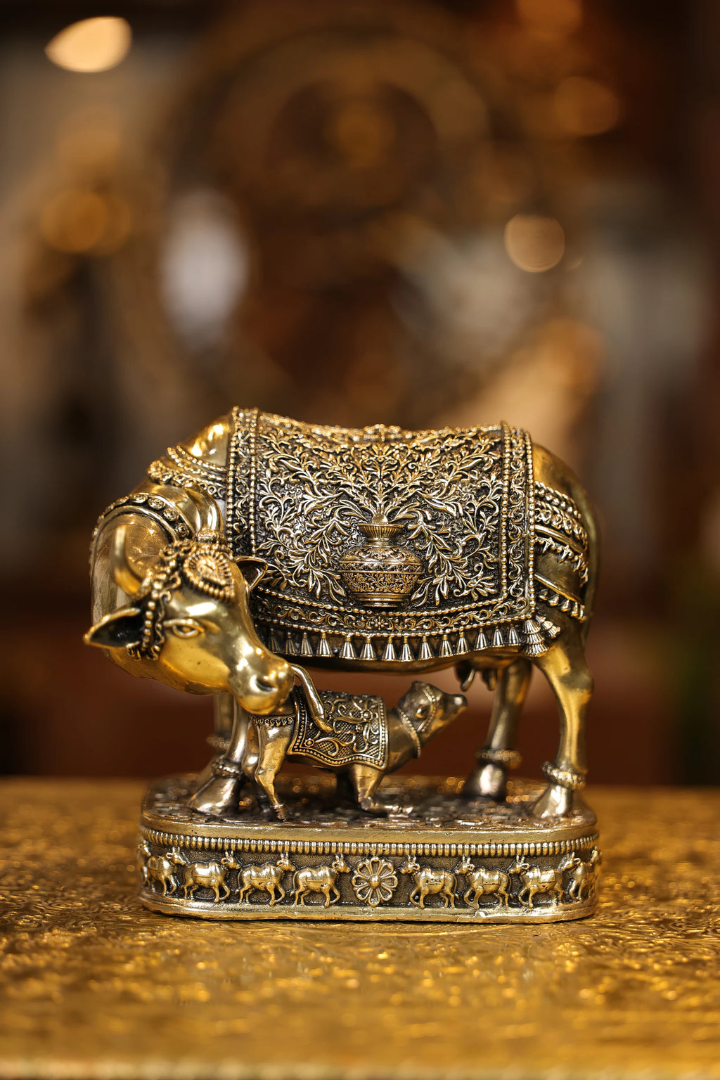 6″ Cow with Calf | Super Fine Brass | Polished Finish