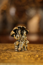 4″ Vishnu Lakshmi sitting on Snake | Super Fine Brass | Polished Finish — view 4
