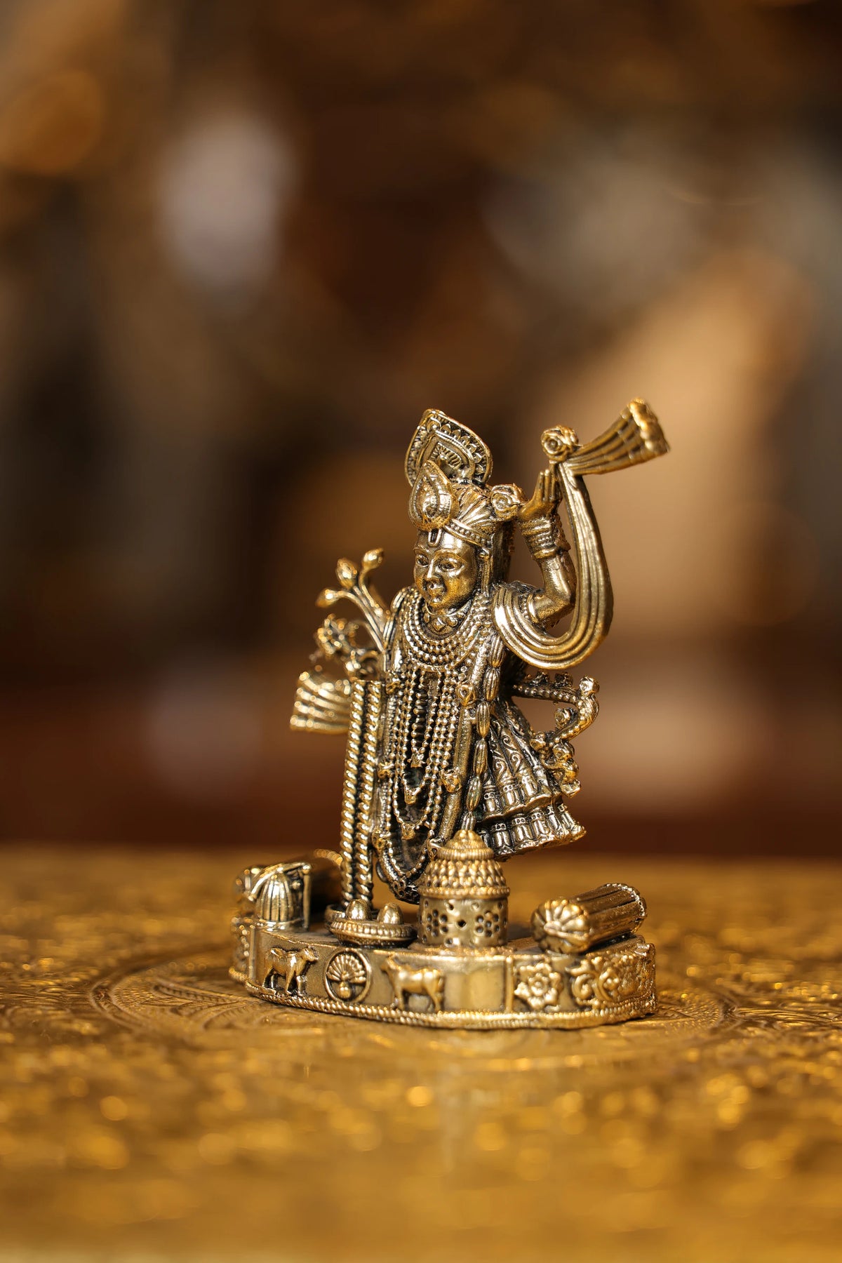 4″ Shreenathji Krishna | Super Fine Brass | Polished Finish — view 3