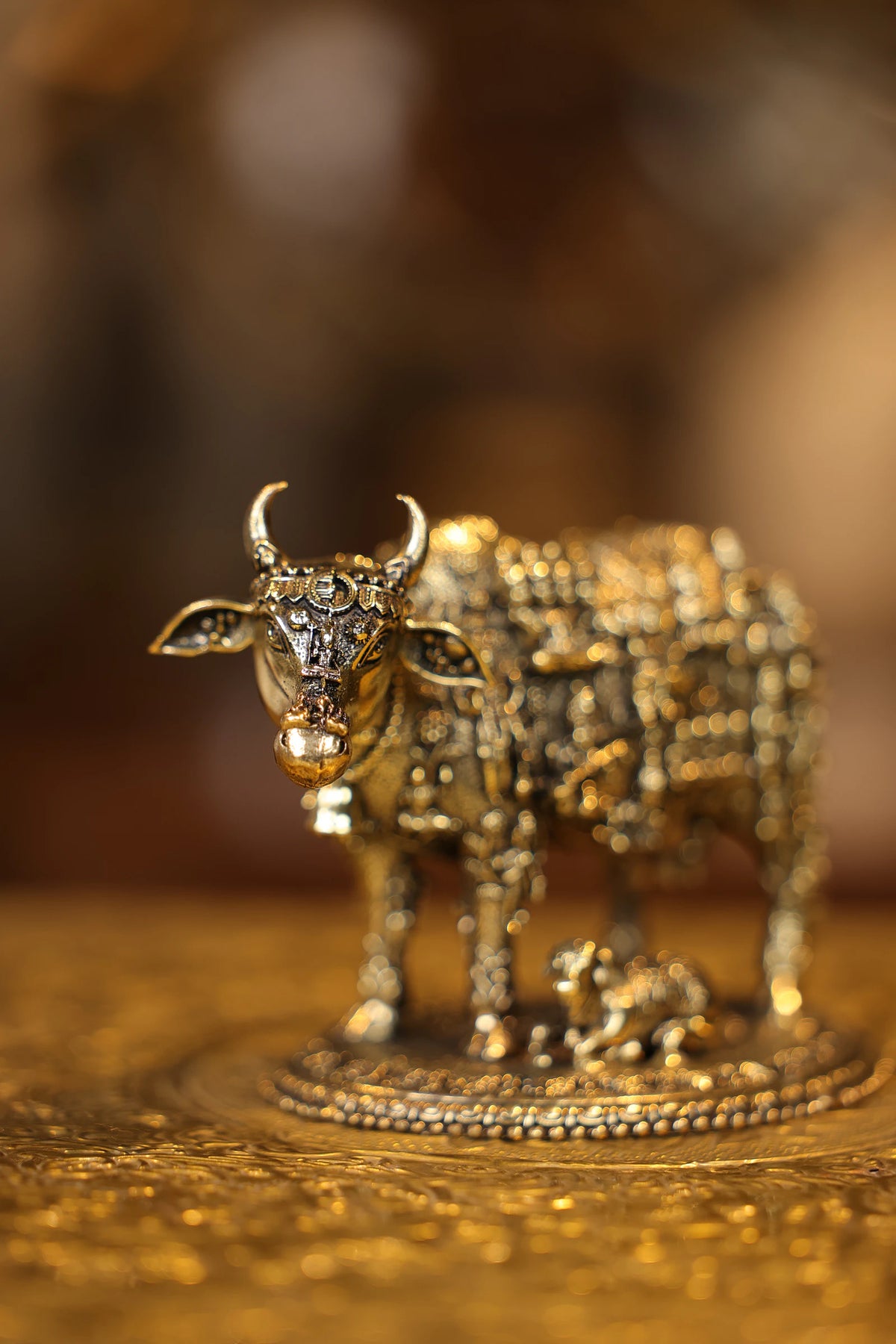 3″ Cow and Calf with Gods | Super Fine Brass | Polished Finish — view 5