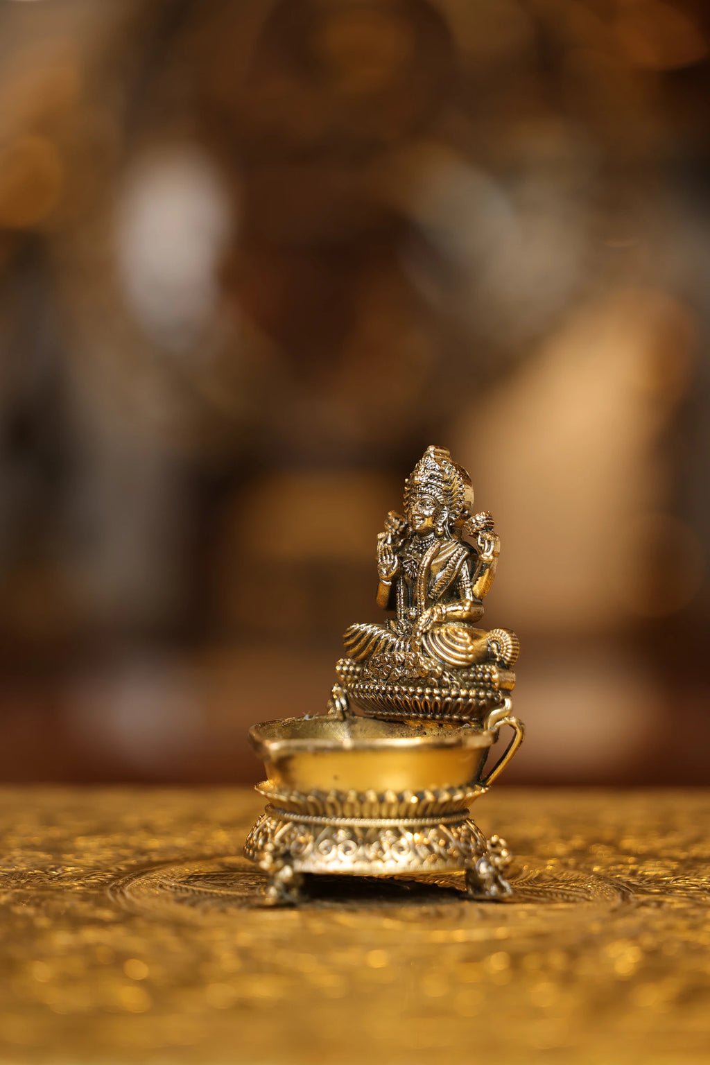 4″ Lakshmi Lamp | Super Fine Brass | Polished Finish — view 3