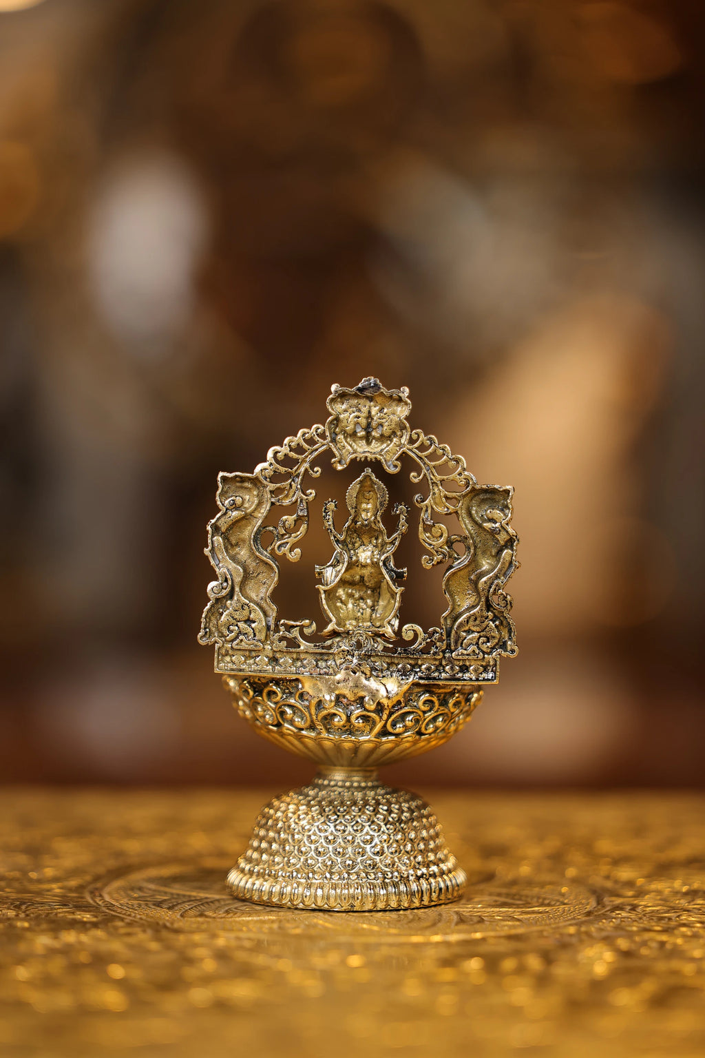 4.5″ Lakshmi with Yazhi Arch Lamp | Super Fine Brass | Polished Finish — view 5