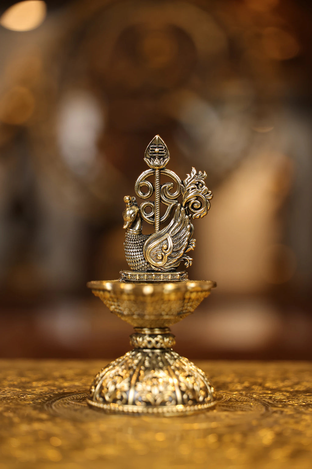 6″ Murugan Om Vel Seval Lamp | Super Fine Brass | Polished Finish