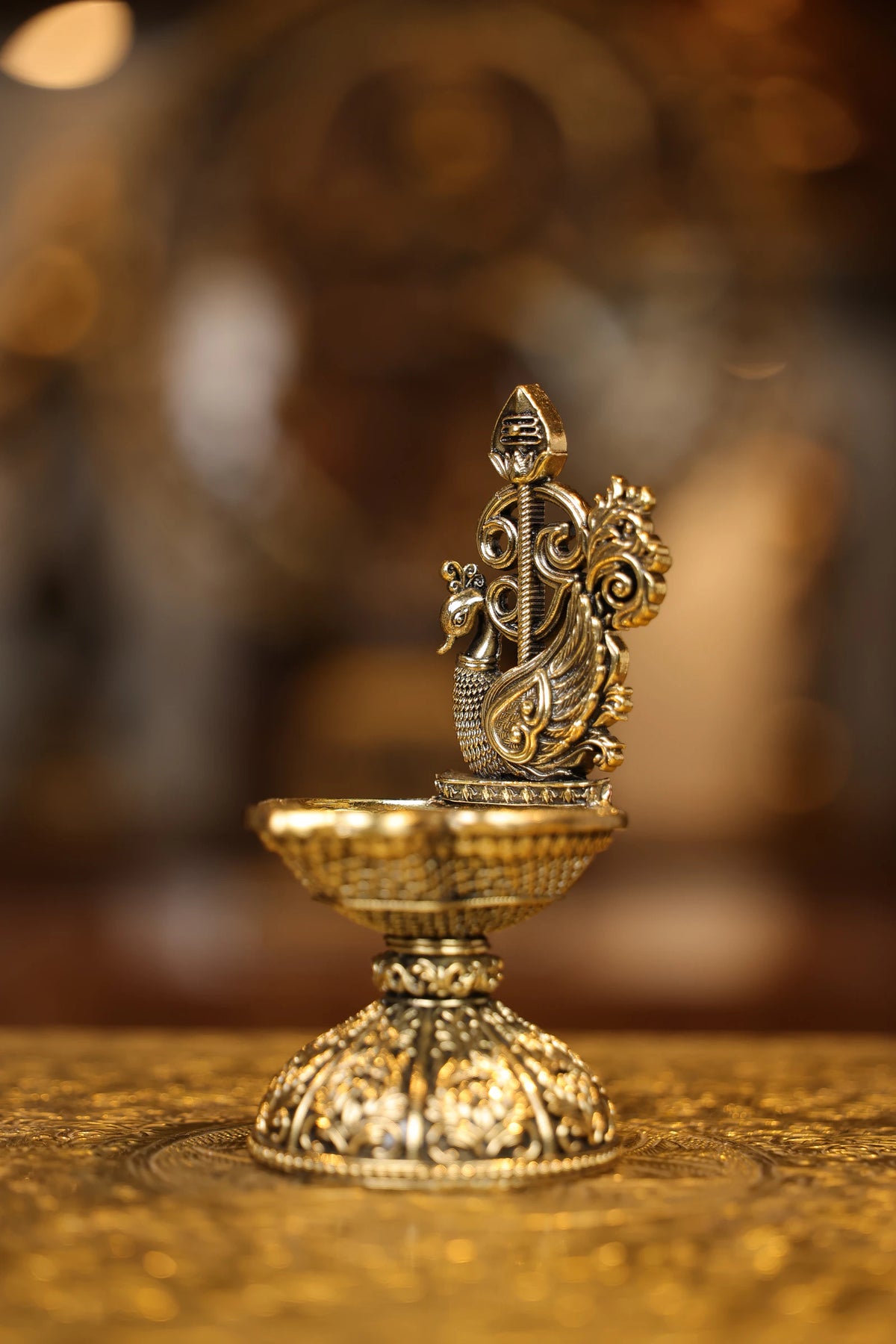 6″ Murugan Om Vel Seval Lamp | Super Fine Brass | Polished Finish — view 4