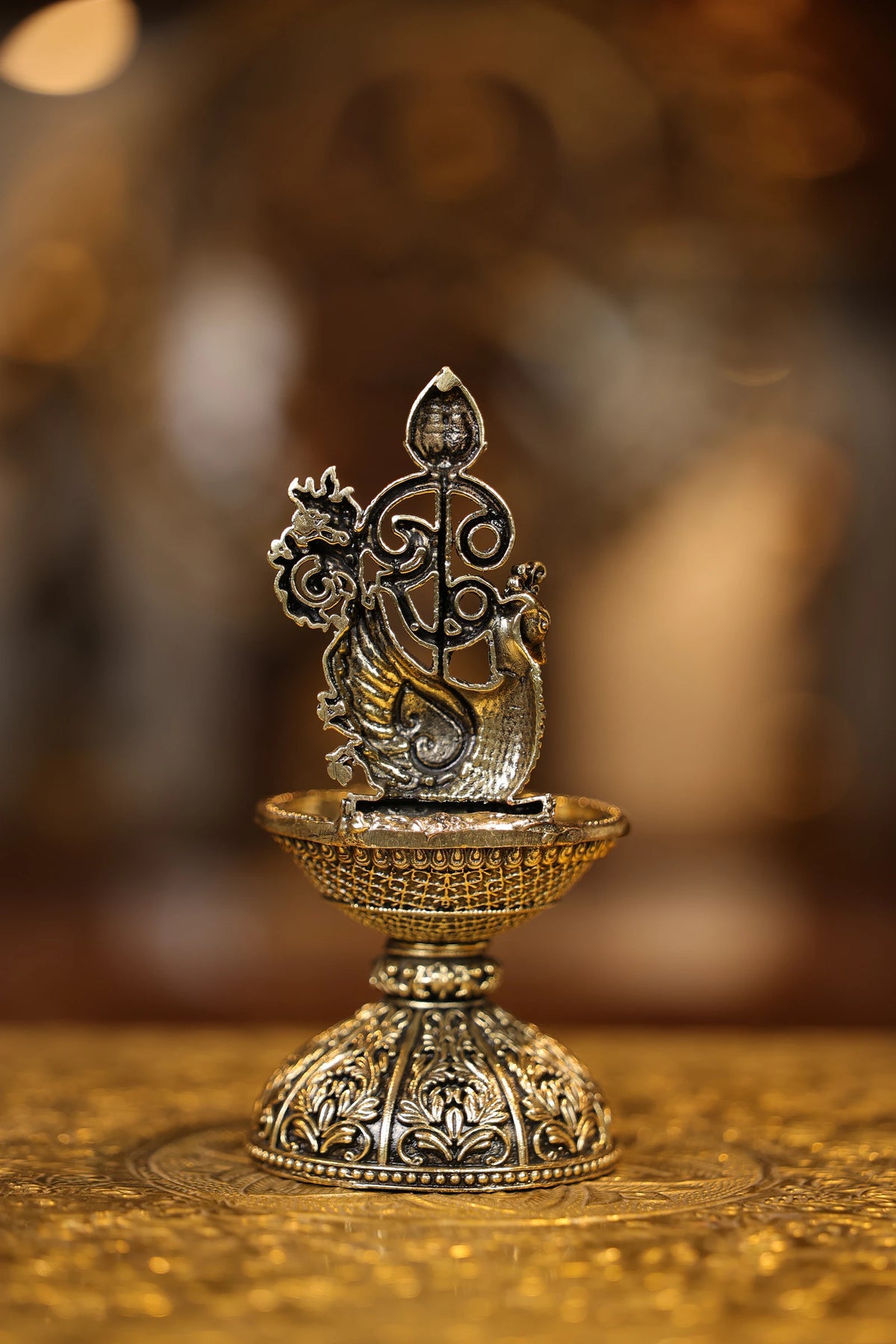 6″ Murugan Om Vel Seval Lamp | Super Fine Brass | Polished Finish — view 6