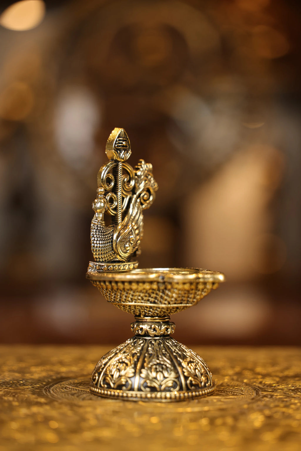 6″ Murugan Om Vel Seval Lamp | Super Fine Brass | Polished Finish — view 3