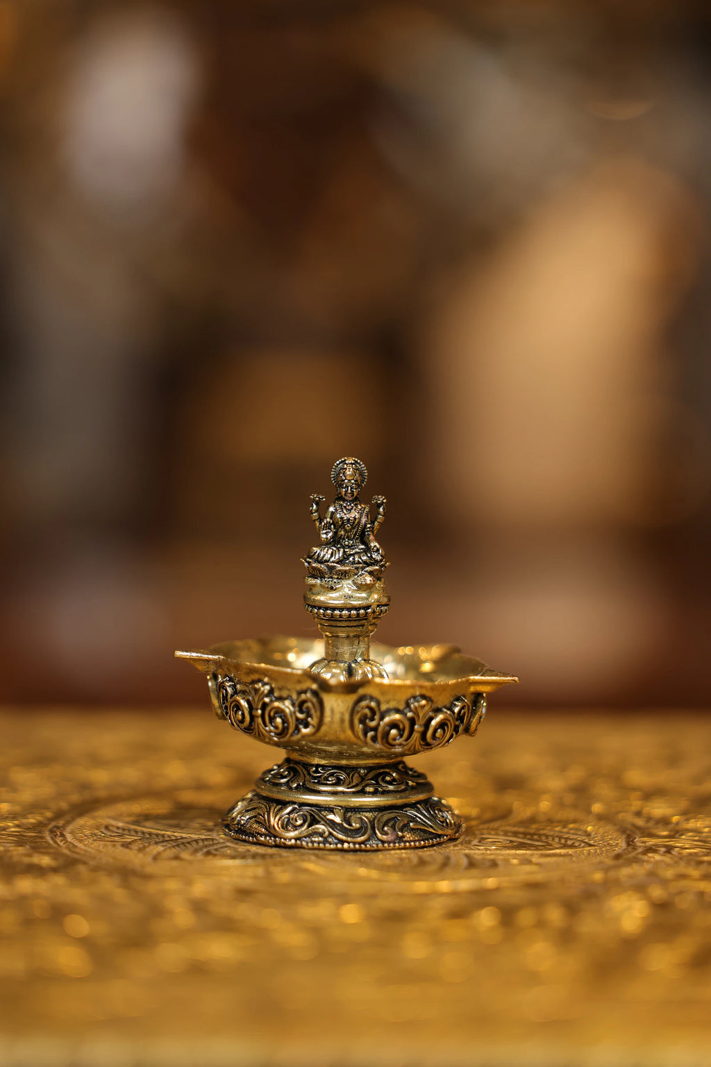 3″ Lakshmi Lamp 5 face | Super Fine Brass | Polished Finish