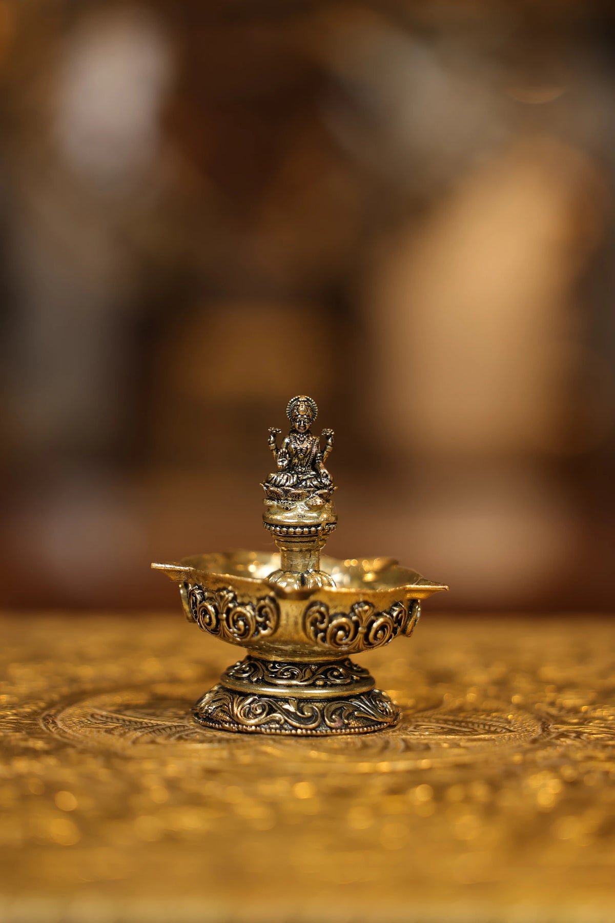 3″ Lakshmi Lamp 5 face | Super Fine Brass | Polished Finish