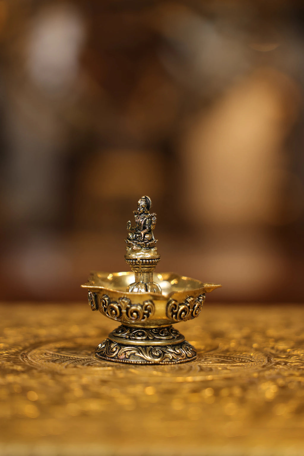 3″ Lakshmi Lamp 5 face | Super Fine Brass | Polished Finish — view 3
