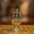 4″ Lakshmi Balaji Round Base Lamp | Super Fine Brass | Polished Finish