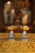 3″ Fancy Lamp with Elephant Engraving Pair | Super Fine Brass | Polished Finish