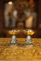 3″ Fancy Lamp with Elephant Engraving Pair | Super Fine Brass | Polished Finish