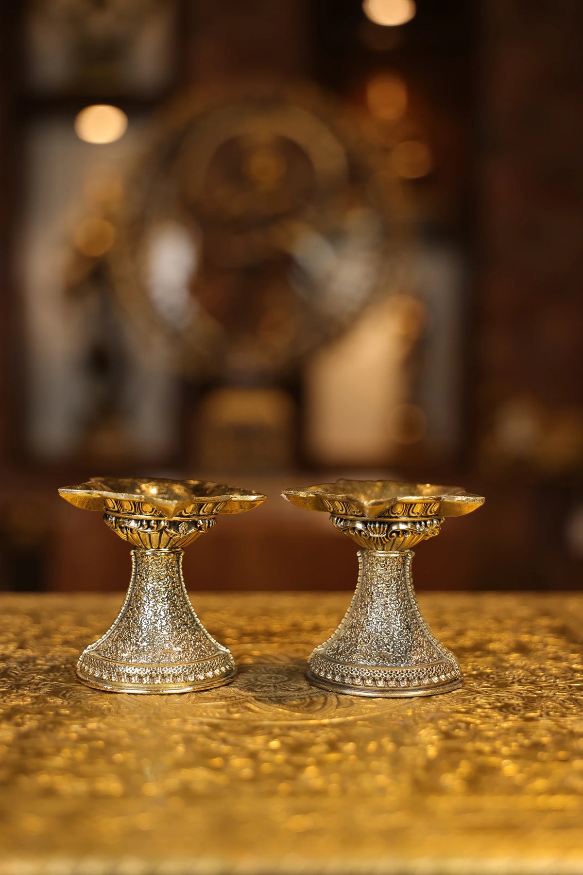 3″ Lamp with Stand Engraving Pair | Super Fine Brass | Polished Finish