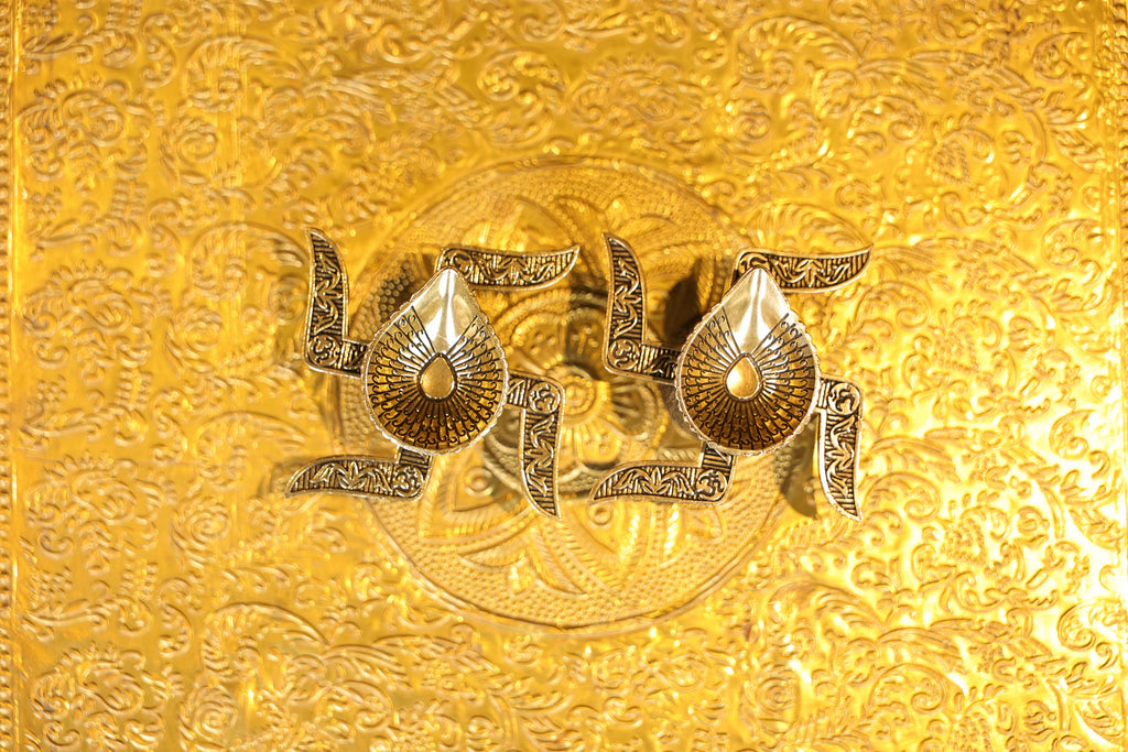 Swastik Agal Lamp Pair | Super Fine Brass | Polished Finish — view 5