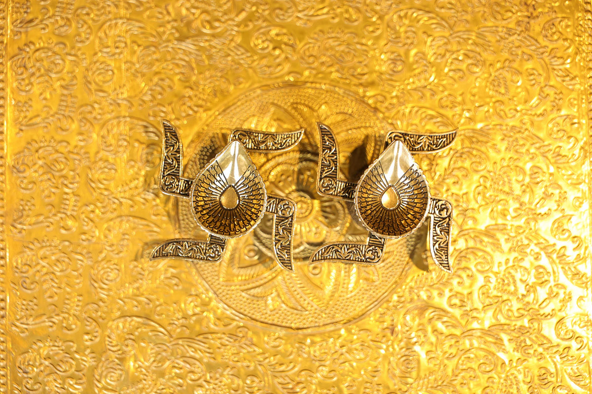 Swastik Agal Lamp Pair | Super Fine Brass | Polished Finish — view 5