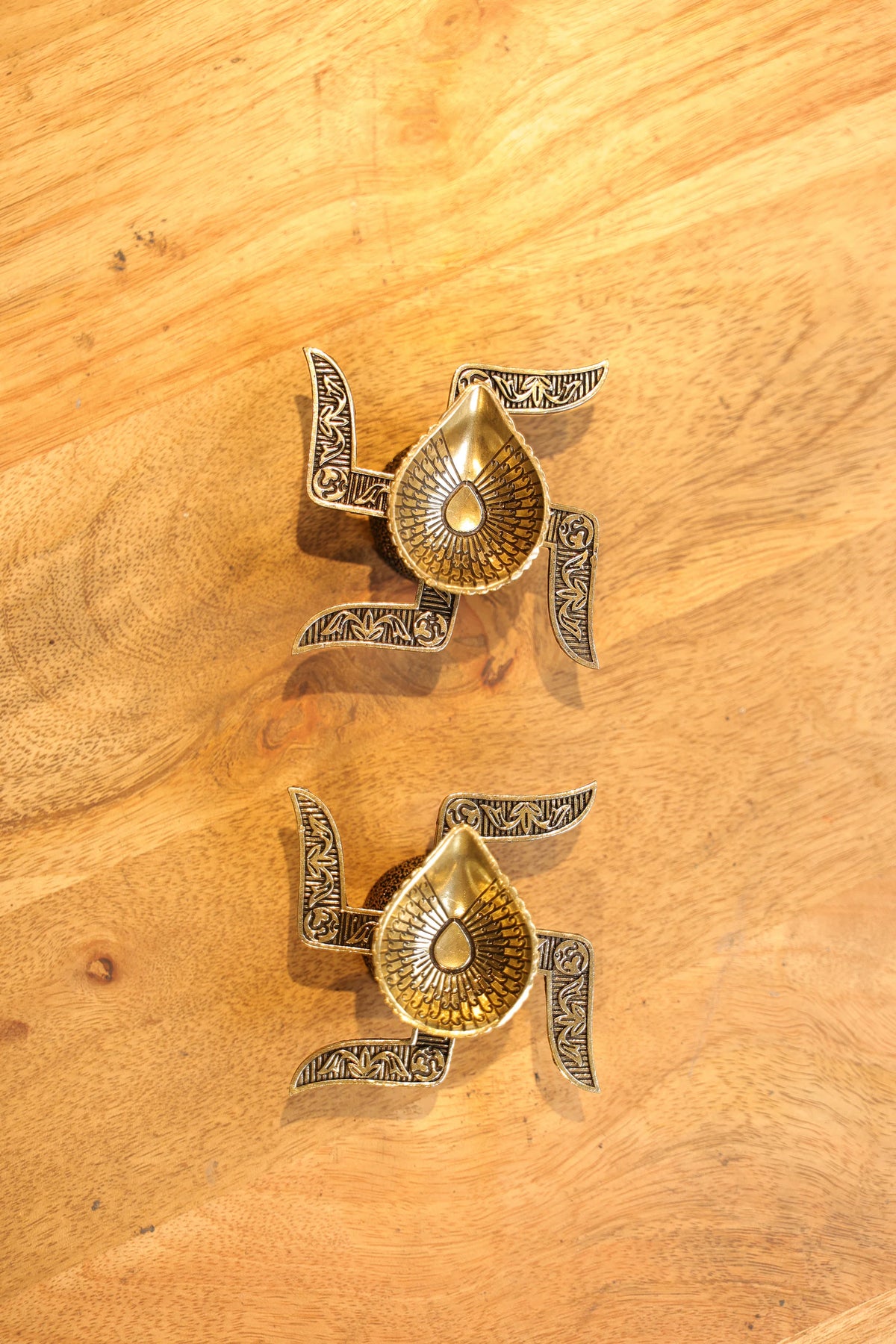 Swastik Agal Lamp Pair | Super Fine Brass | Polished Finish — view 6