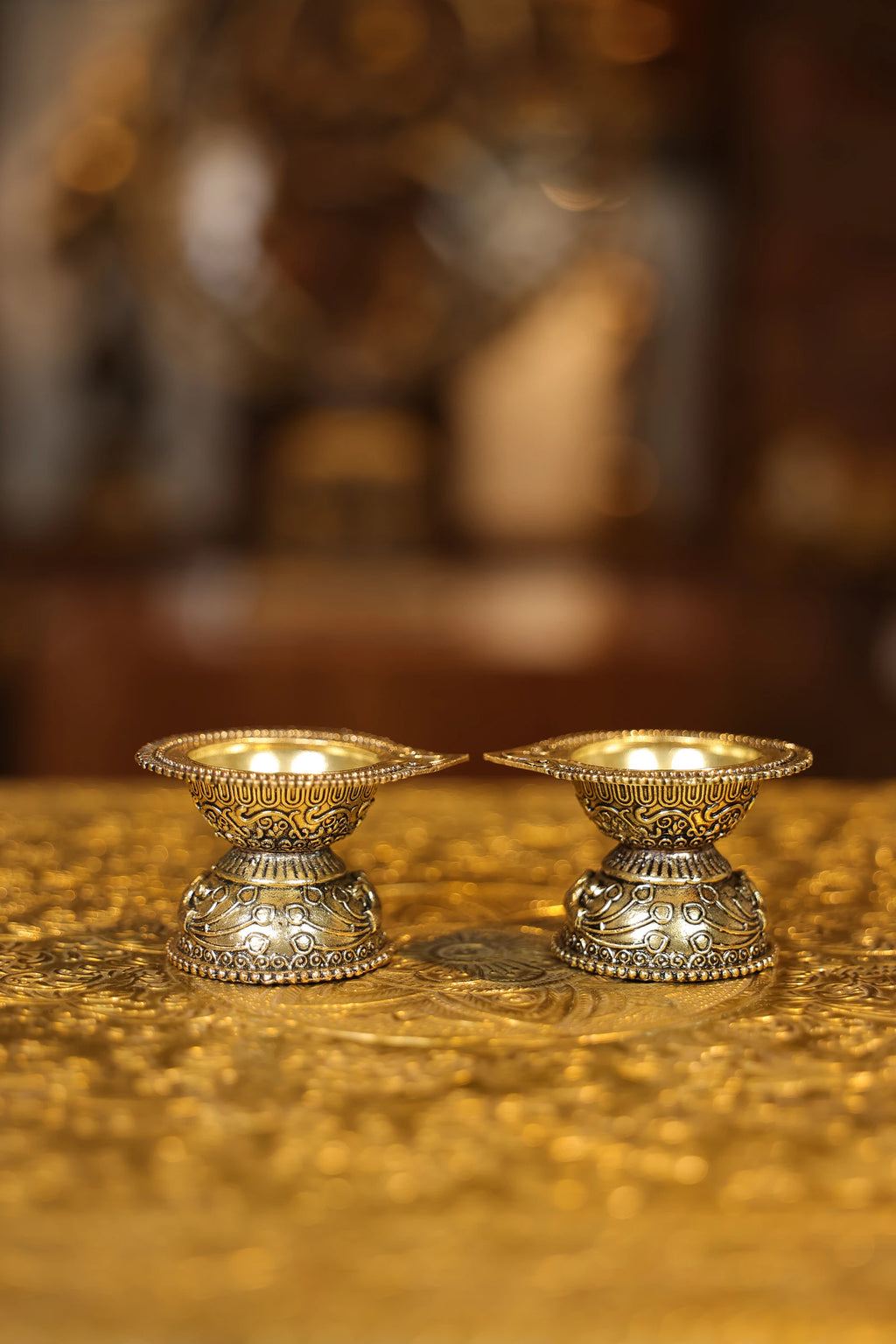 Agal Lamp Engraving Base Pair | Super Fine Brass | Polished Finish