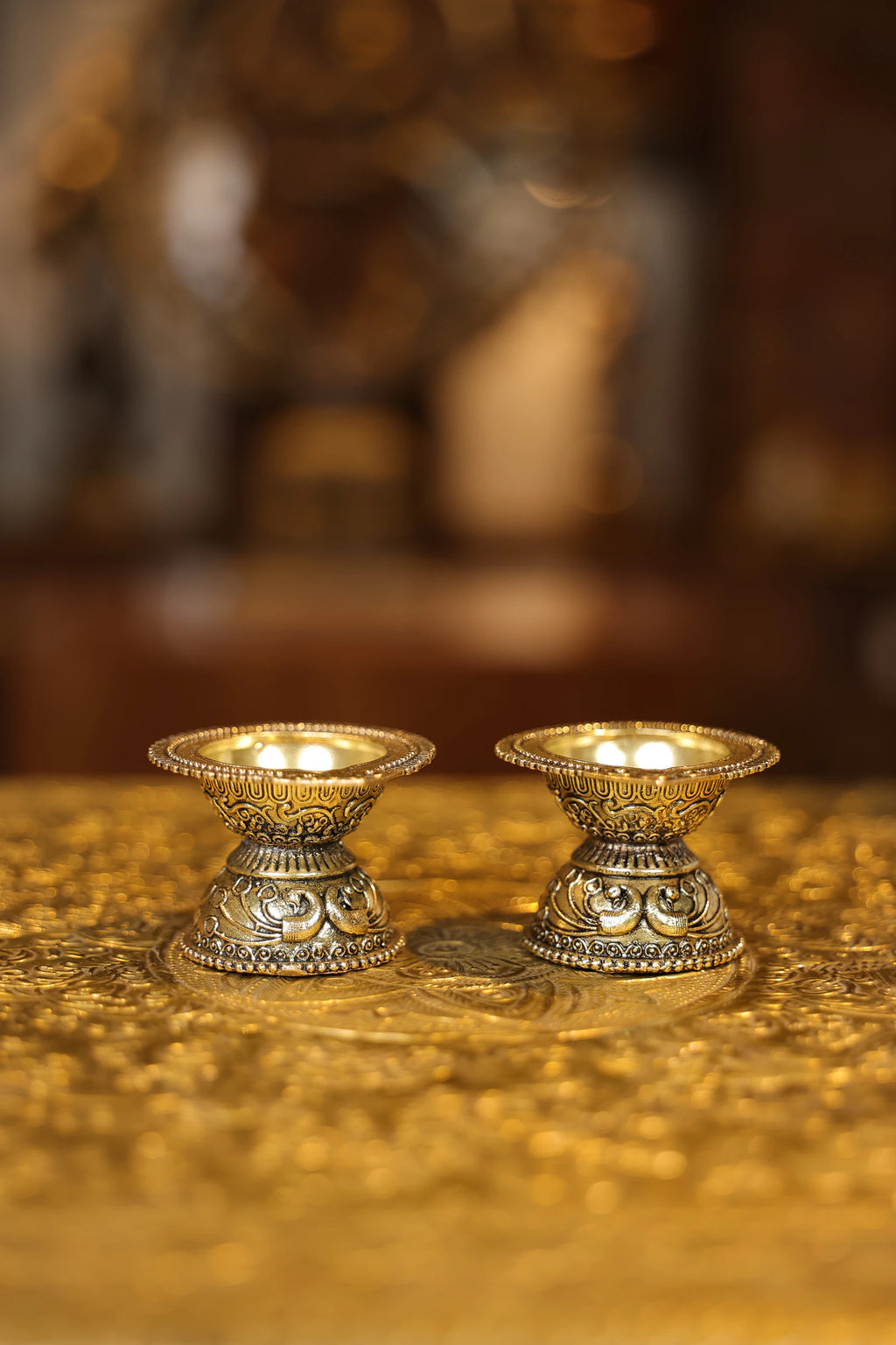 Agal Lamp Engraving Base Pair | Super Fine Brass | Polished Finish — view 3