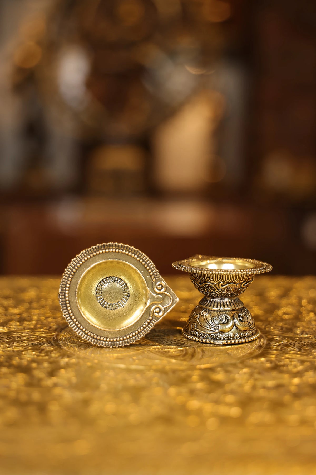 Agal Lamp Engraving Base Pair | Super Fine Brass | Polished Finish — view 4