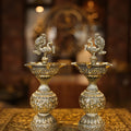 8.5″ Annam 5 Face Kuttuvillaku Pair | Super Fine Brass | Polished Finish