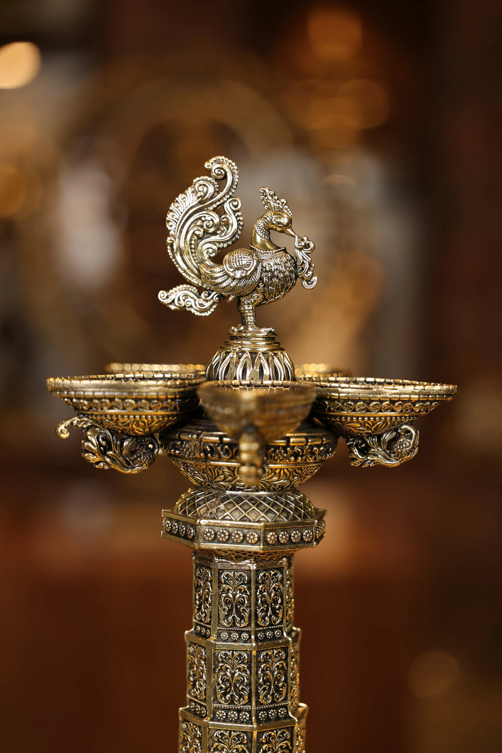 12″ Aasthalakshmi SPL Annam Kuttuvillaku Pair | Super Fine Brass | Polished Finish — view 5