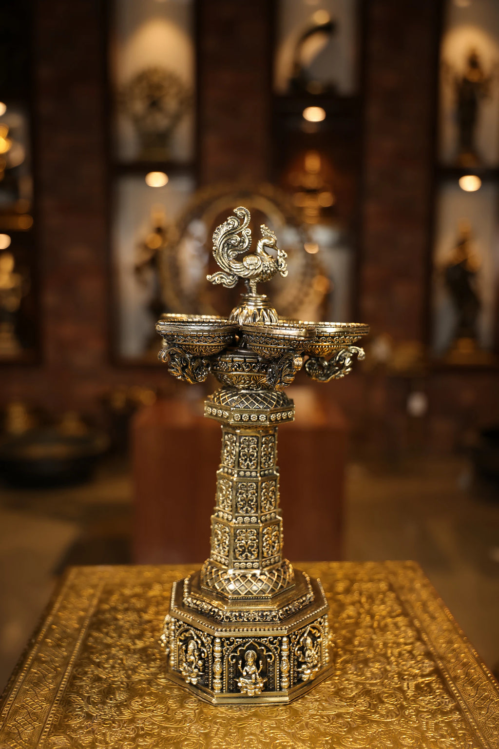 14″ Aasthalakshmi SPL Annam Kuttuvillaku Pair | Super Fine Brass | Polished Finish — view 4
