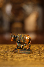 3″ Cow with Calf Base | Super Fine Brass | Double Chola Finish — view 3