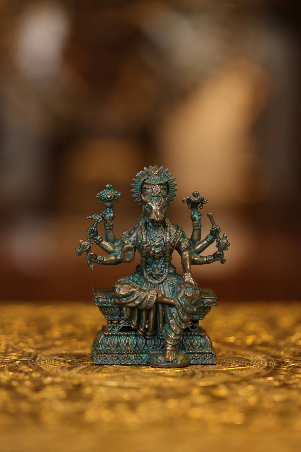 4″ Varahi Amman | Super Fine Brass | Antique Green Finish