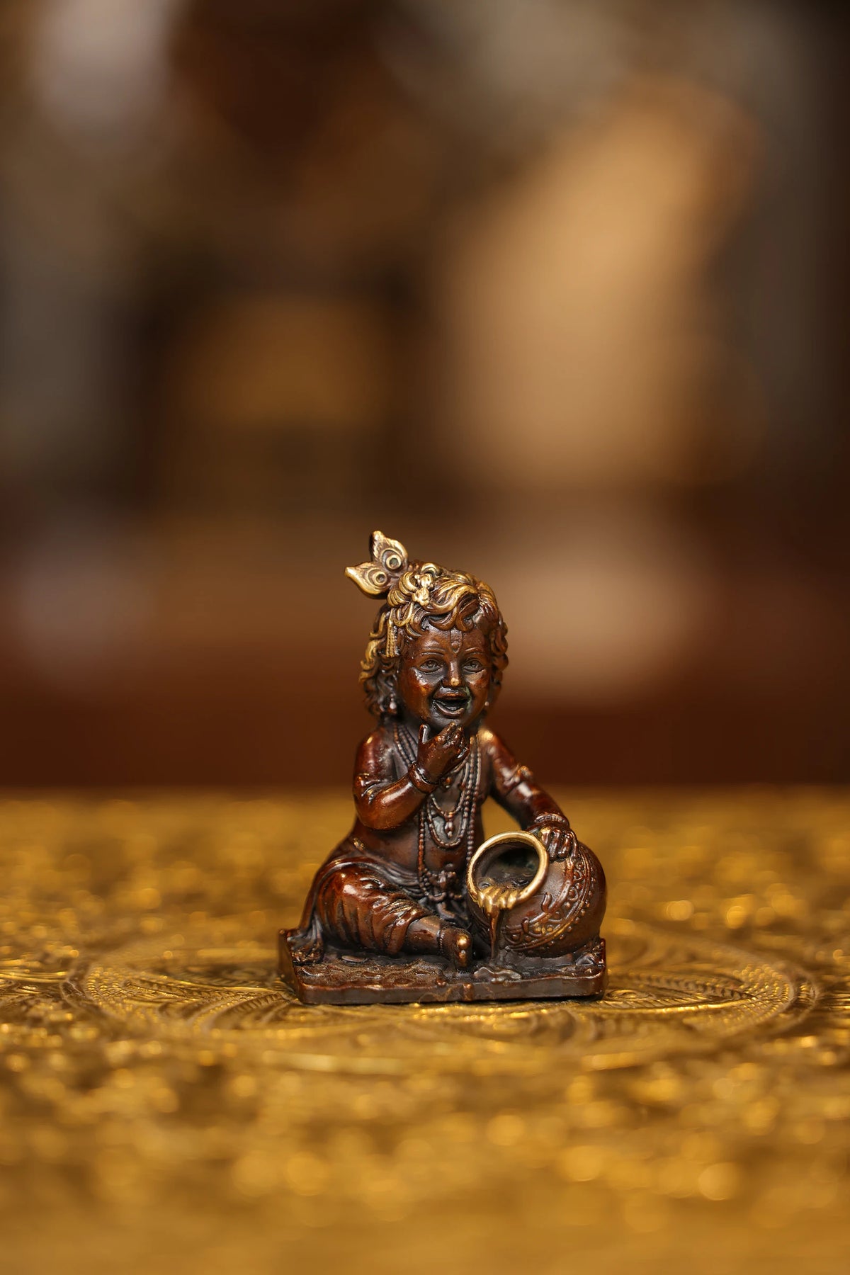 3″ Butter Krishna | Super Fine Brass | Brown Gold Finish