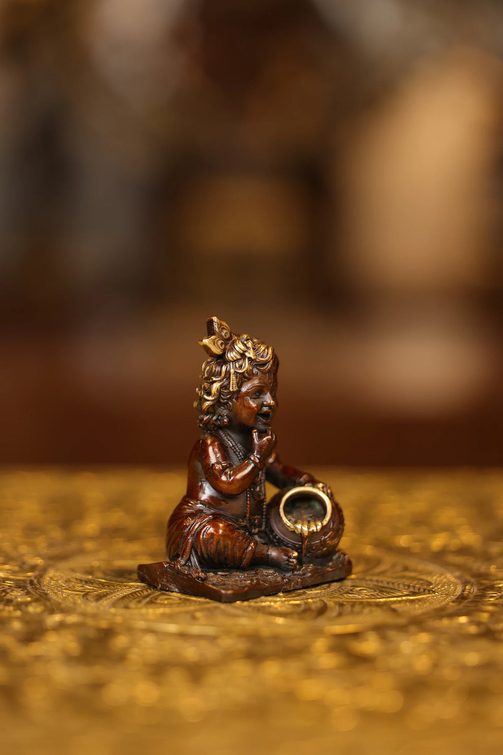 3″ Butter Krishna | Super Fine Brass | Brown Gold Finish — view 4