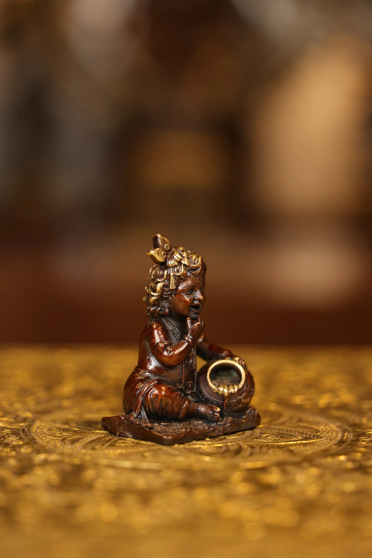 3″ Butter Krishna | Super Fine Brass | Brown Gold Finish — view 4