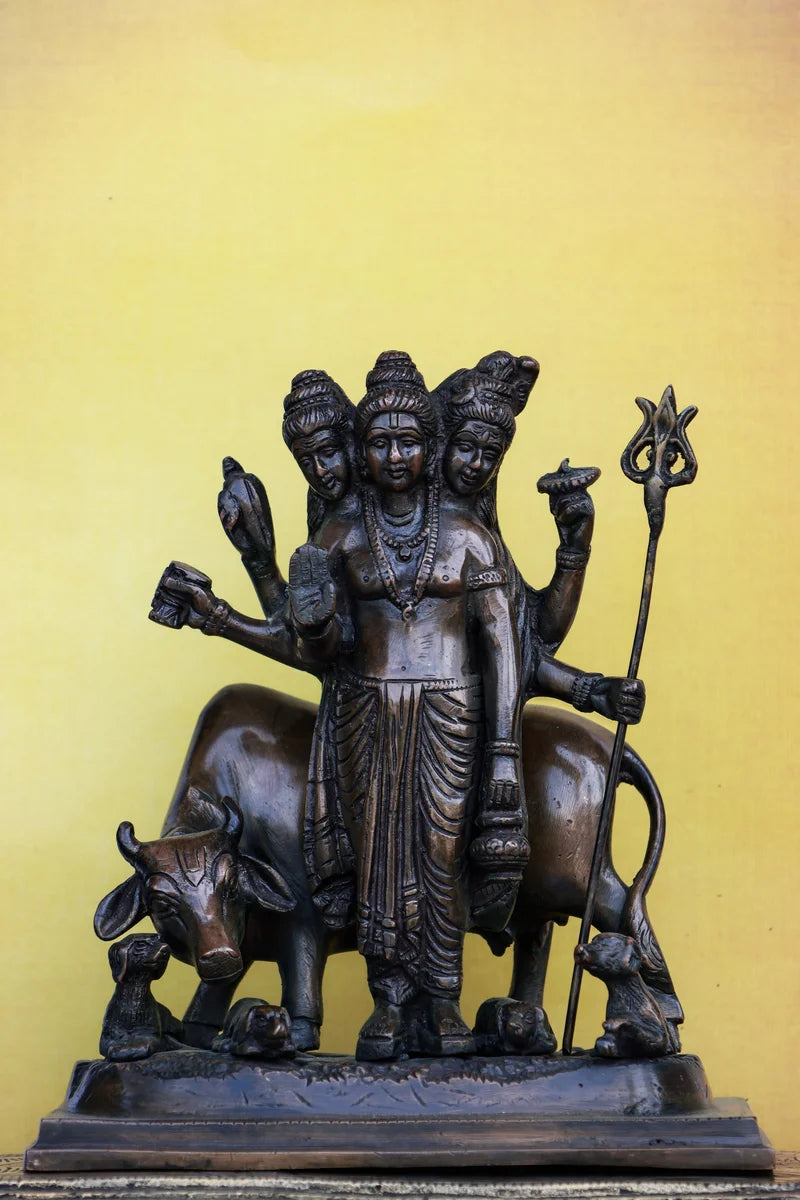 8″ Dattatreya | Handcrafted Brass | Brown Finish