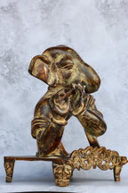 11″ Modern Flute Ganesha | Handcrafted Brass | Brown Patina Finish