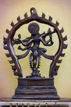 11″ Gaja Samhara Moorthy | Handcrafted Brass | Brown Finish