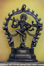 11″ Gaja Samhara Moorthy | Handcrafted Brass | Brown Finish
