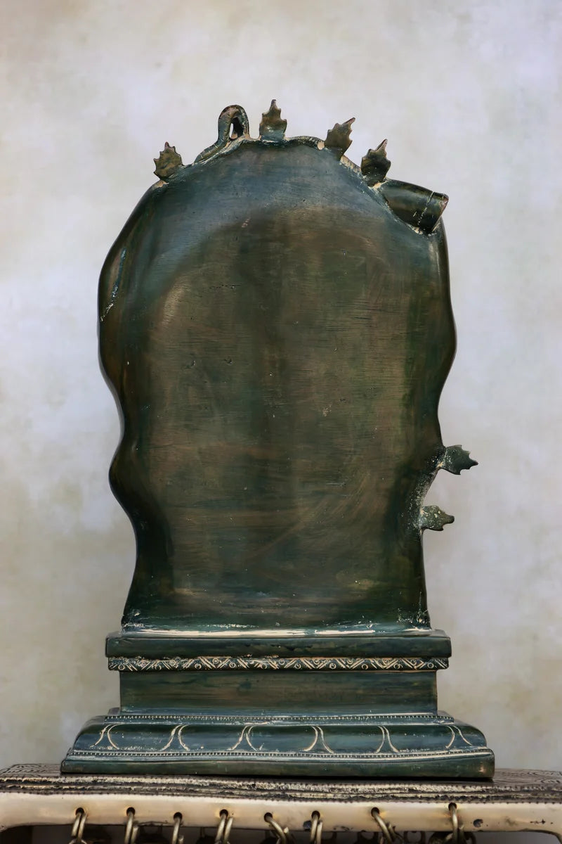 10″ Gaja Samhara Moorthy | Handcrafted Brass | Green Patina