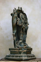 10″ Gaja Samhara Moorthy | Handcrafted Brass | Green Patina