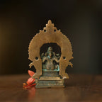 3″ Divine Ganesha Idol with Arch | Handcrafted Panchaloha | Green Patina