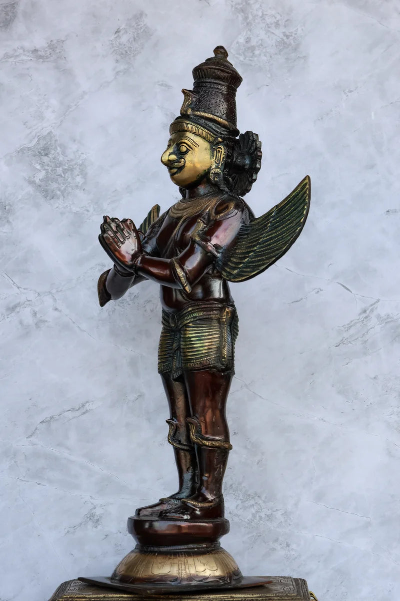 21″ Garudan (Divine Mount of Vishnu) | Handcrafted Brass | Brown Finish