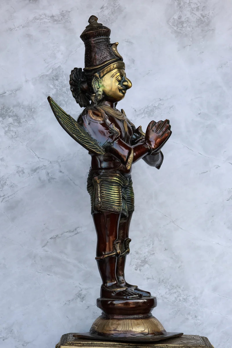 21″ Garudan (Divine Mount of Vishnu) | Handcrafted Brass | Brown Finish