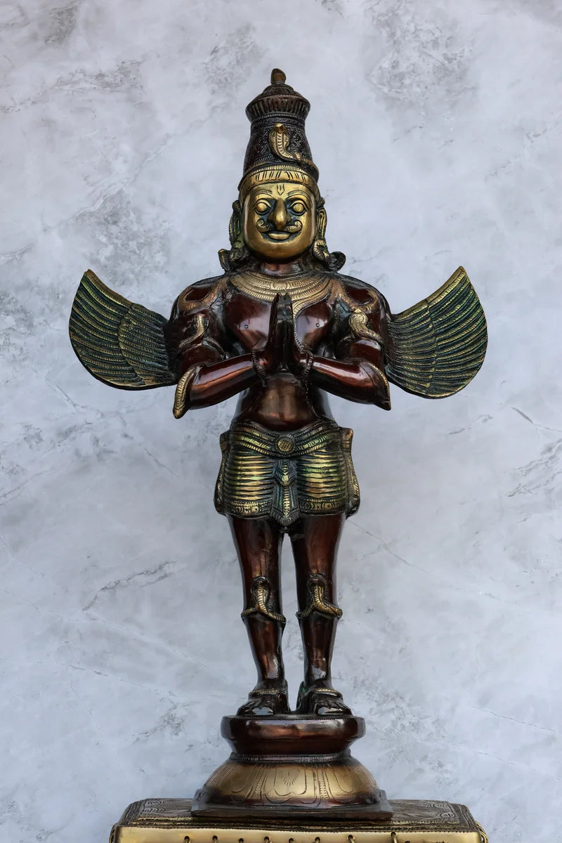 21″ Garudan (Divine Mount of Vishnu) | Handcrafted Brass | Brown Finish