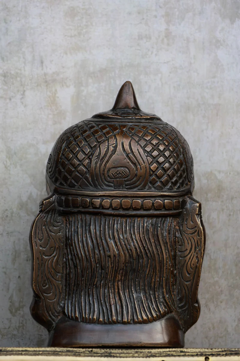 7″ Hanuman Face | Handcrafted Brass | Brown Finish
