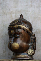 7″ Hanuman Face | Handcrafted Brass | Brown Finish