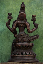 12″ Sitting Lakshmi (Chola Style) | Handcrafted Brass | Brown Finish