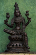 12″ Sitting Lakshmi (Chola Style) | Handcrafted Brass | Brown Finish