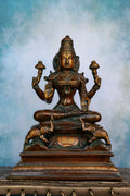 9″ Seated Goddess Lakshmi | Handcrafted Brass | Antique Brown Finish
