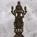 14″ Divine Mahalakshmi Standing | Handcrafted Brass | Antique Brown Finish