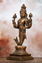 9″ Matsya Avatar | Handcrafted Brass | Antique Brown Finish