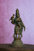 4″ Madurai Meenakshi Devi Idol | Handcrafted Panchaloha | Green Patina